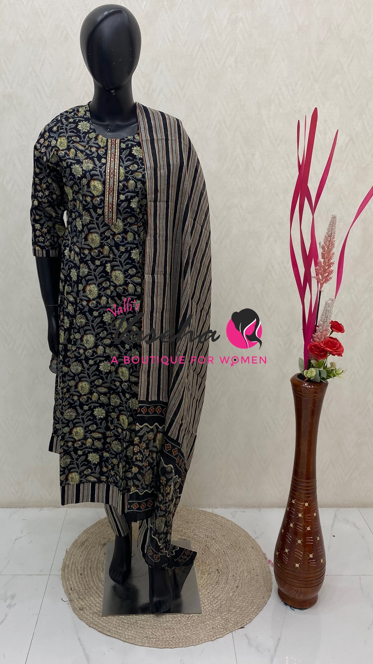 Ready Made - Anarkali - Salwar, Kameez & Duppatta(3pc)- Printed Cotton - VVAS013