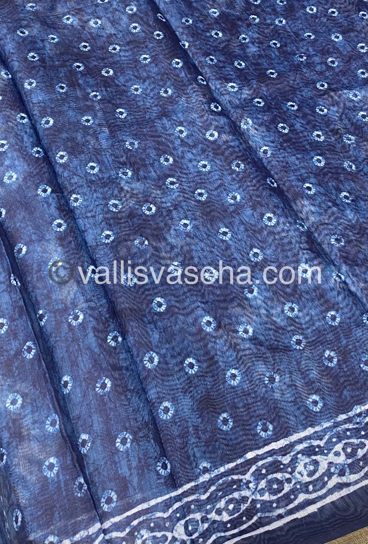 Chanderi Mixed Cotton Saree - Indigo Prints - VVCPS001