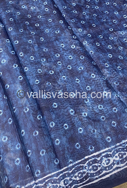 Chanderi Mixed Cotton Saree - Indigo Prints - VVCPS001