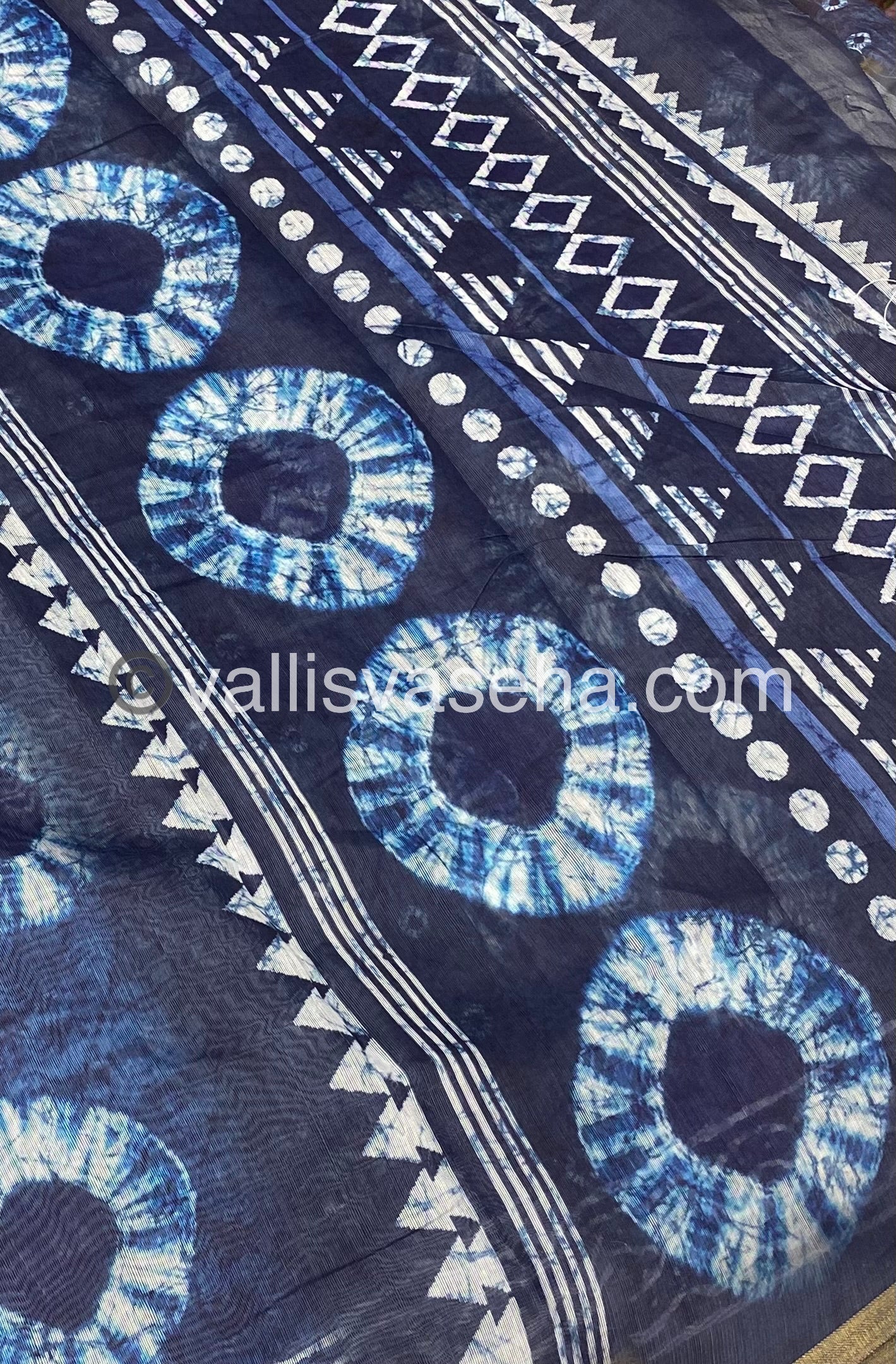 Chanderi Mixed Cotton Saree - Indigo Prints - VVCPS001