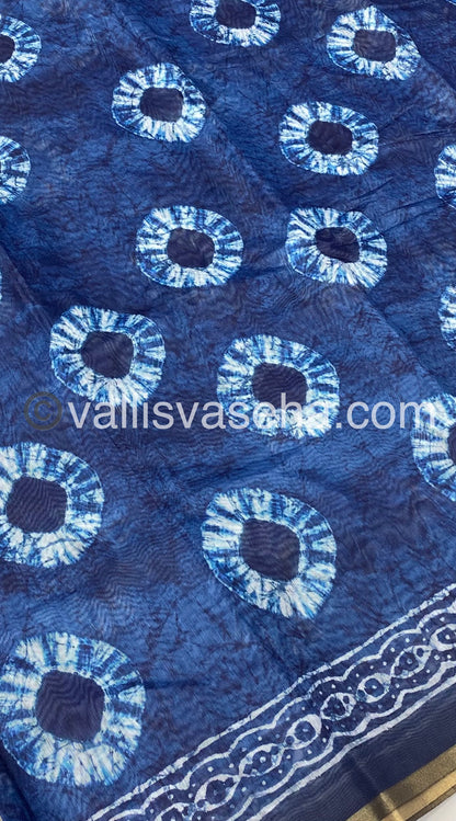 Chanderi Mixed Cotton Saree - Indigo Prints - VVCPS001