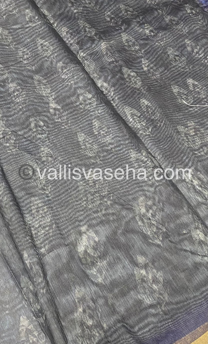 Chanderi Mixed Cotton Saree - Indigo Prints - VVCPS001