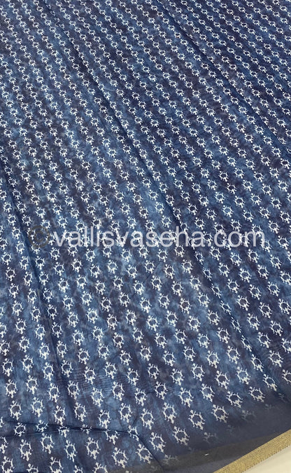 Chanderi Mixed Cotton Saree - Indigo Prints - VVCPS001