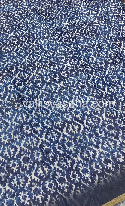 Chanderi Mixed Cotton Saree - Indigo Prints - VVCPS001