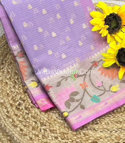 Kota Saree - Paithani Border - Lavender with Pink   - VVKPS001