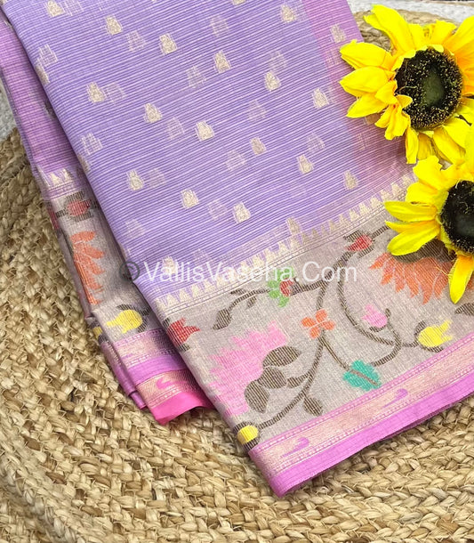 Kota Saree - Paithani Border - Lavender with Pink   - VVKPS001