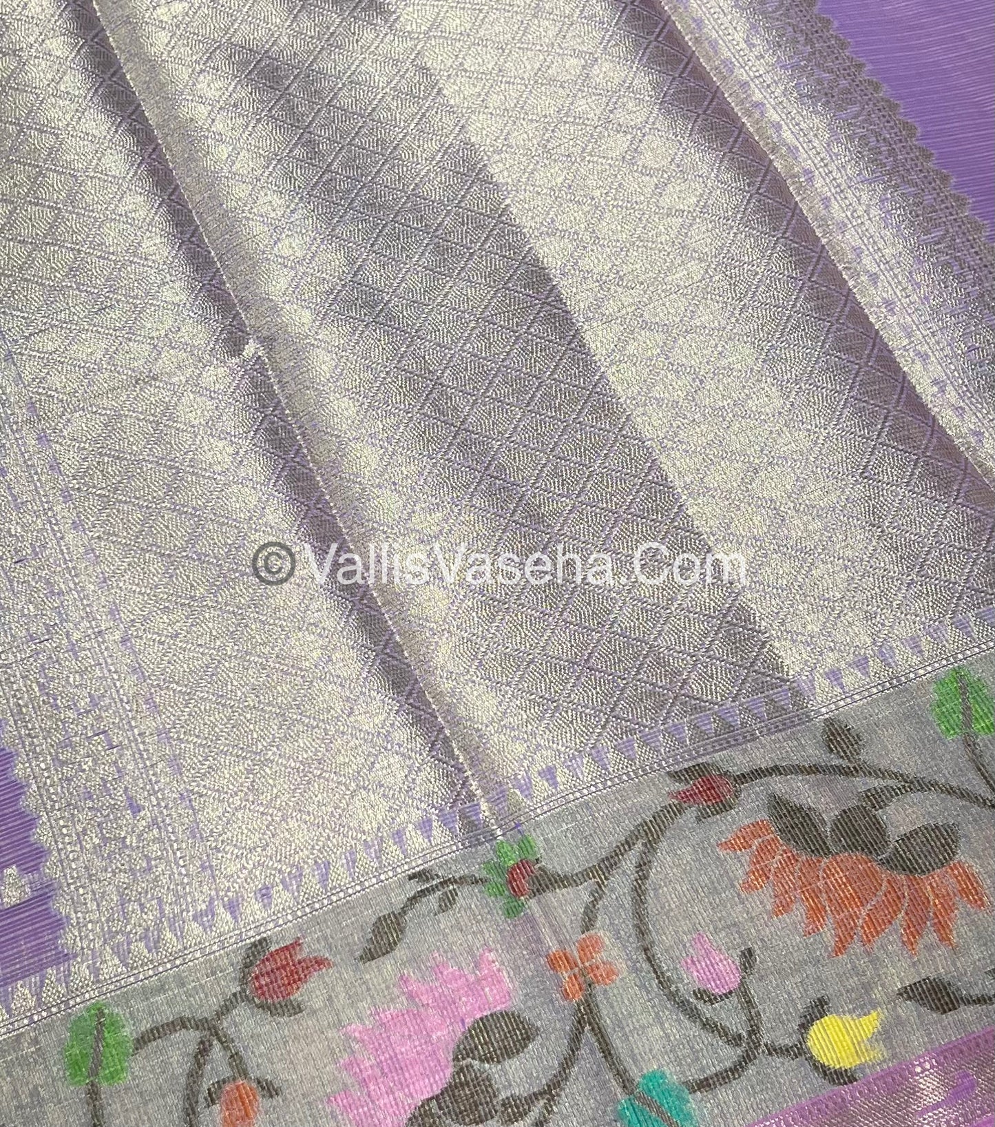 Kota Saree - Paithani Border - Lavender with Pink   - VVKPS001