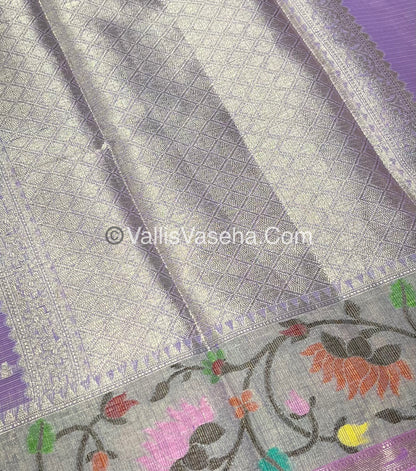 Kota Saree - Paithani Border - Lavender with Pink   - VVKPS001