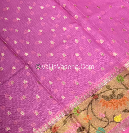 Kota Saree - Paithani Border - Lavender with Pink   - VVKPS001