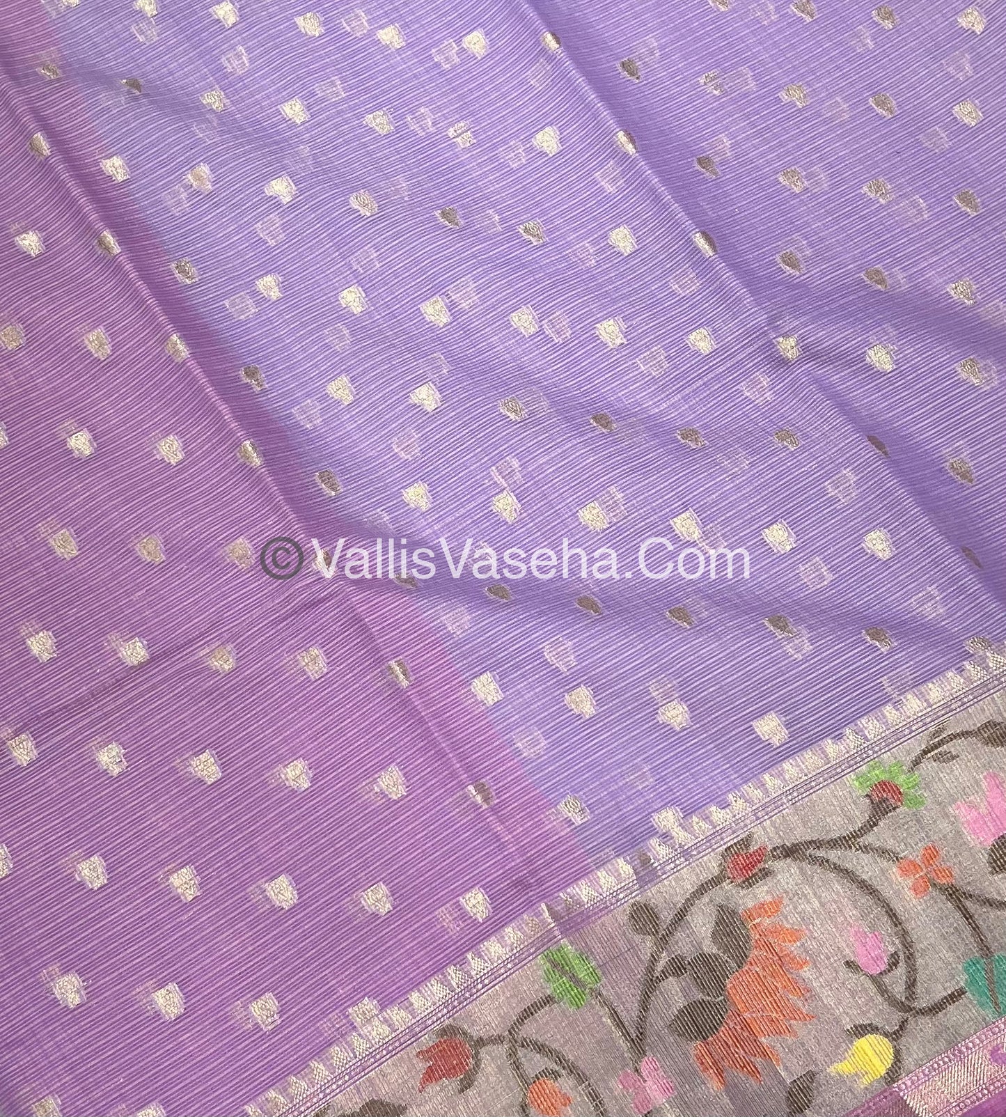 Kota Saree - Paithani Border - Lavender with Pink   - VVKPS001