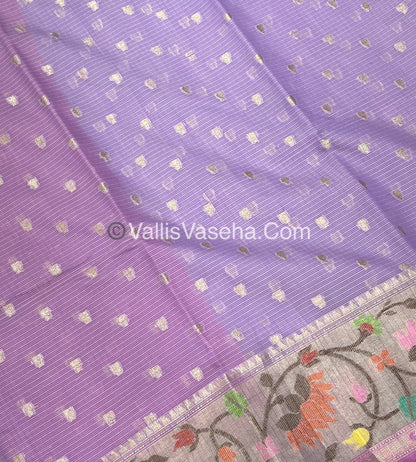 Kota Saree - Paithani Border - Lavender with Pink   - VVKPS001