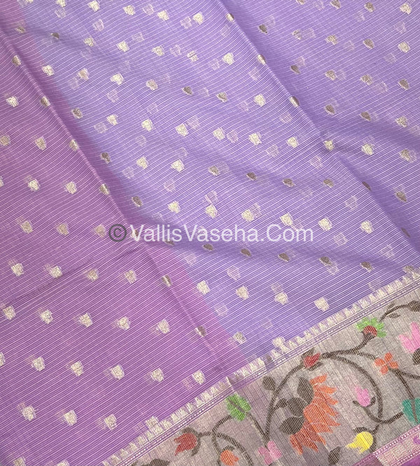 Kota Saree - Paithani Border - Lavender with Pink   - VVKPS001