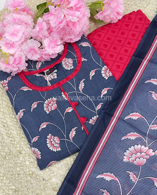 Ready Made - Semi Patiyala 3(pc) Set - Printed Cotton - VVRSP001