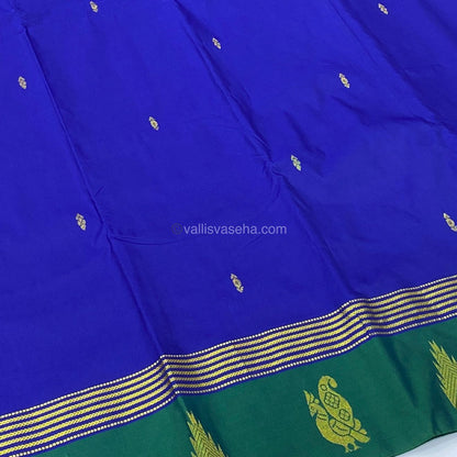 Semi Silk Saree - Kanchi Pattu Style  - Dark Blue - VVSSS004