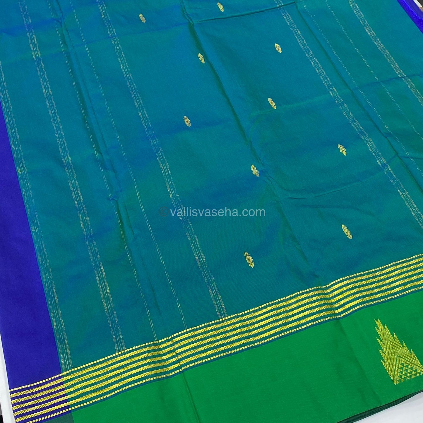 Semi Silk Saree - Kanchi Pattu Style  - Dark Blue - VVSSS004