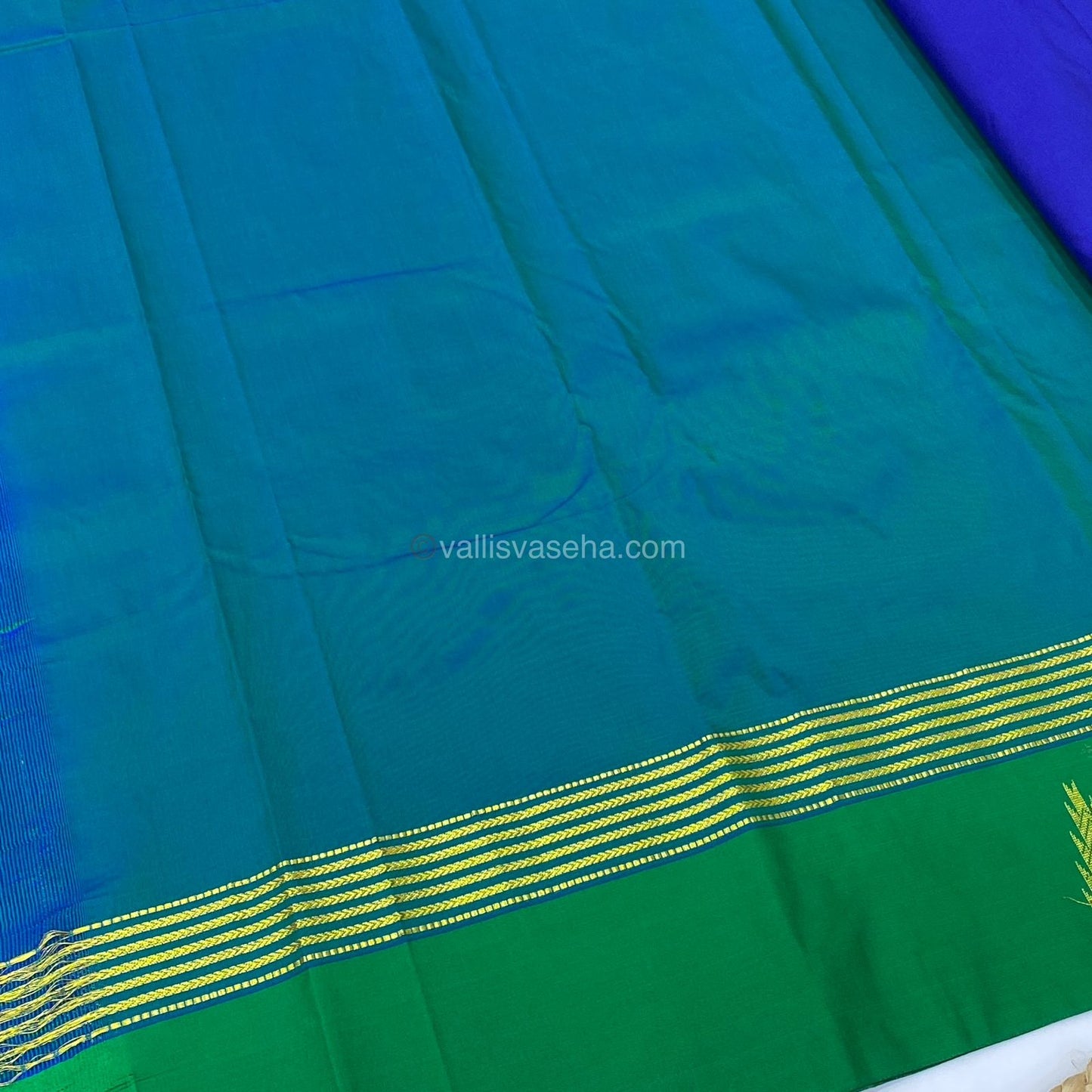 Semi Silk Saree - Kanchi Pattu Style  - Dark Blue - VVSSS004