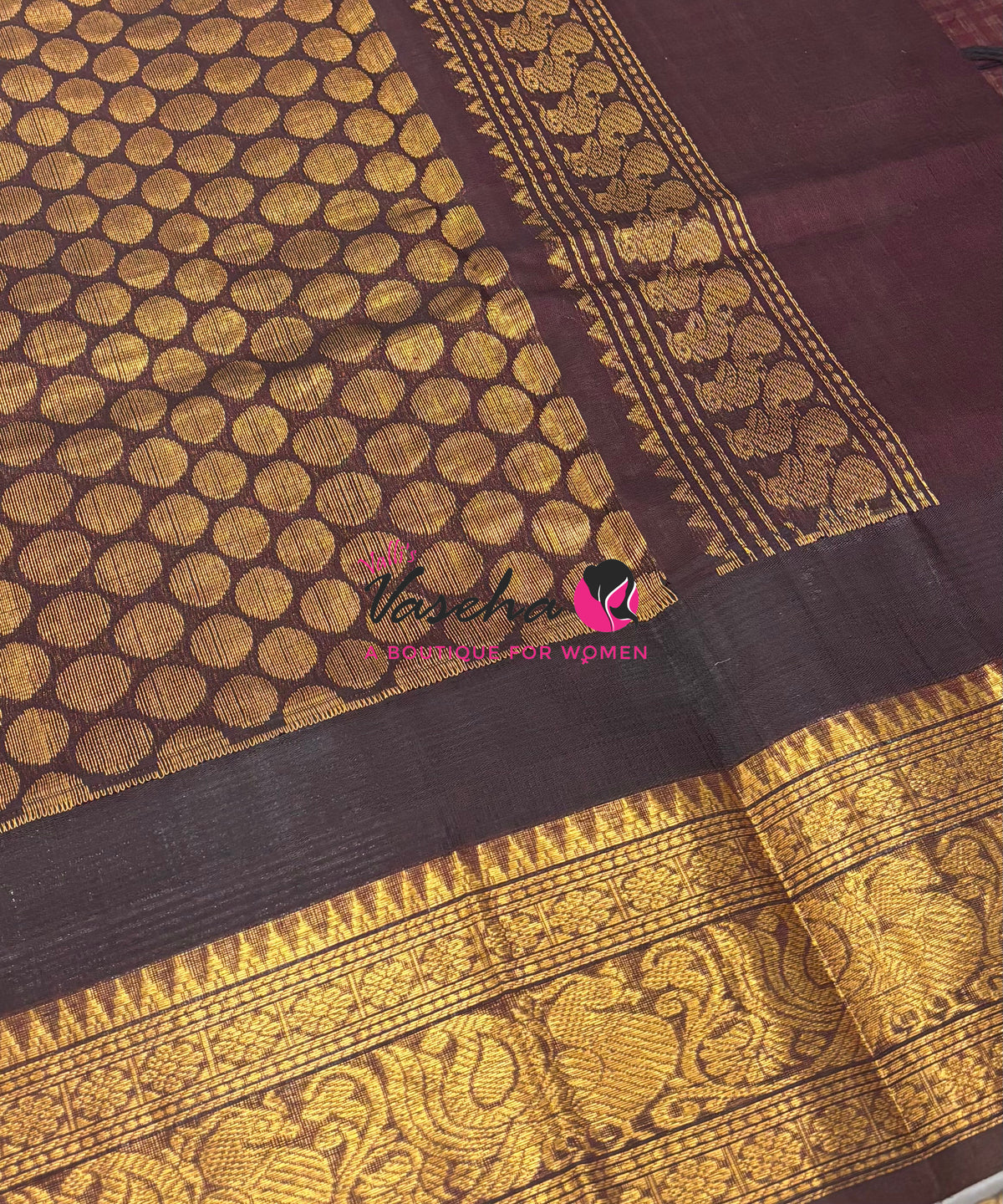 Pure Korvai Silk Cotton - Podi Kattam - Short and Long border - VVKSC041