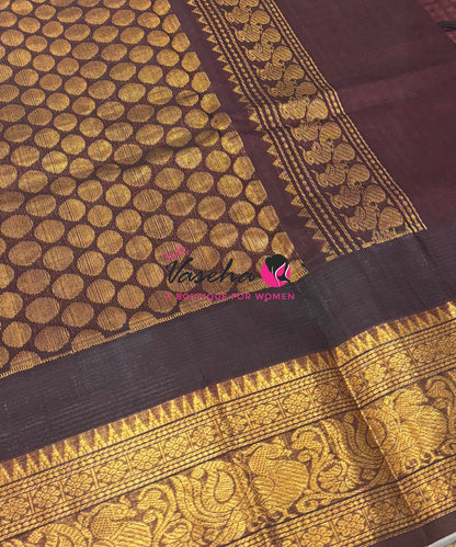 Pure Korvai Silk Cotton - Podi Kattam - Short and Long border - VVKSC041