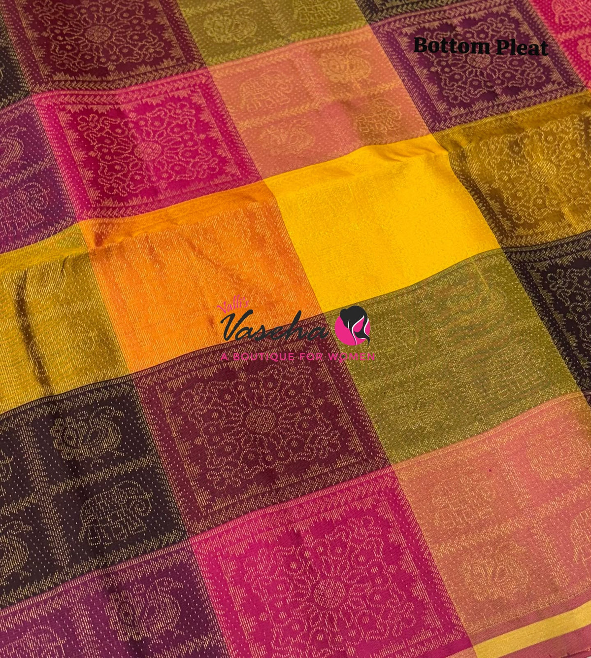 Pure Soft Silk Saree - Partly Pallu -  Half & Half Saree - Yellow  - VVPSS088