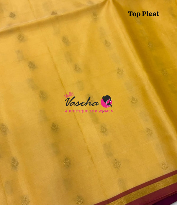 Pure Soft Silk Saree - Partly Pallu -  Half & Half Saree - Yellow  - VVPSS088