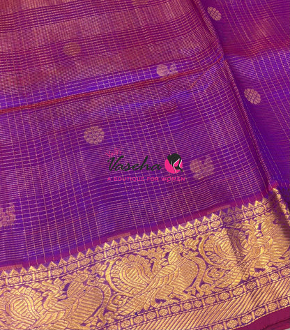 Pure Silk Cotton Saree - Vairavoosi Checks - Mayil & Chakkaram - VVMCV001