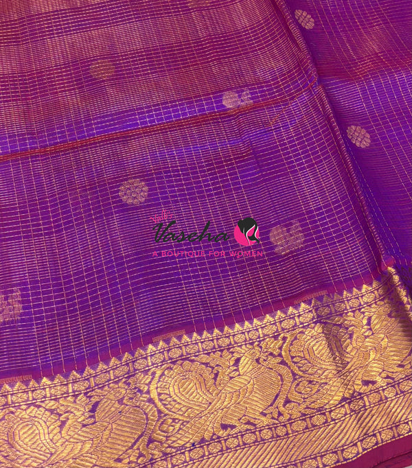 Pure Silk Cotton Saree - Vairavoosi Checks - Mayil & Chakkaram - VVMCV001