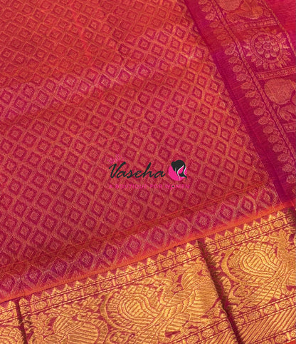 Pure Silk Cotton Saree - Vairavoosi Checks - Mayil & Chakkaram - VVMCV001