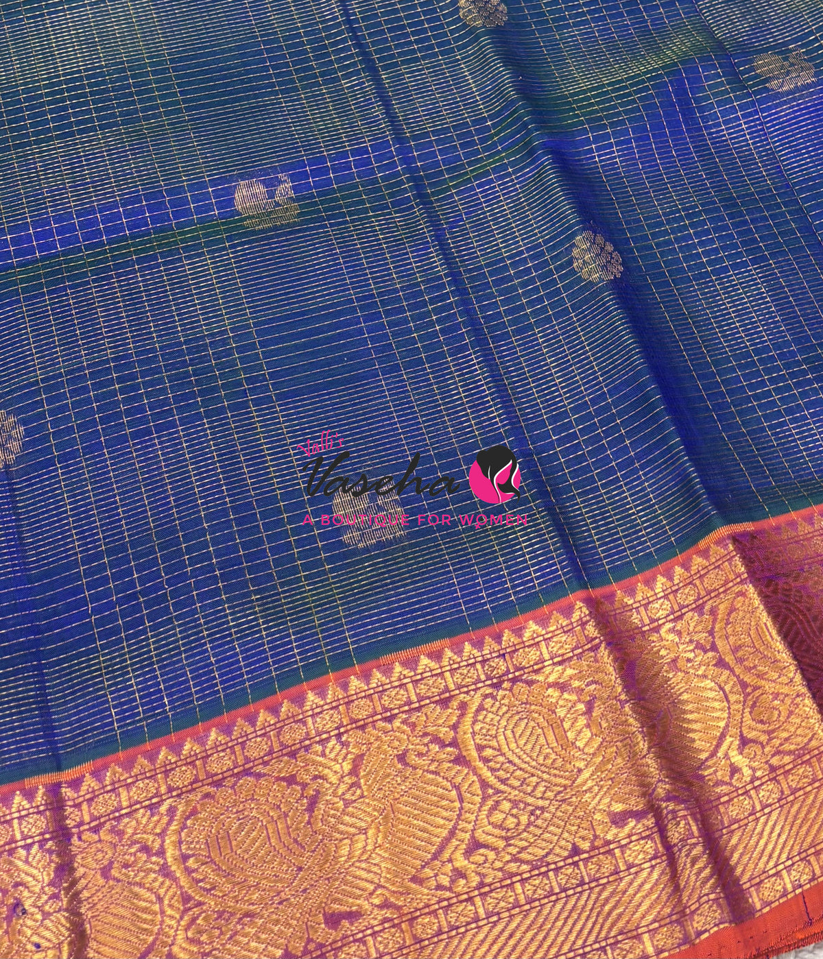 Pure Silk Cotton Saree - Vairavoosi Checks - Mayil & Chakkaram - VVMCV001
