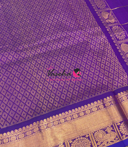 Pure Silk Cotton Saree - Mayil & Chakkaram Design - Purple Shade- VVMC001
