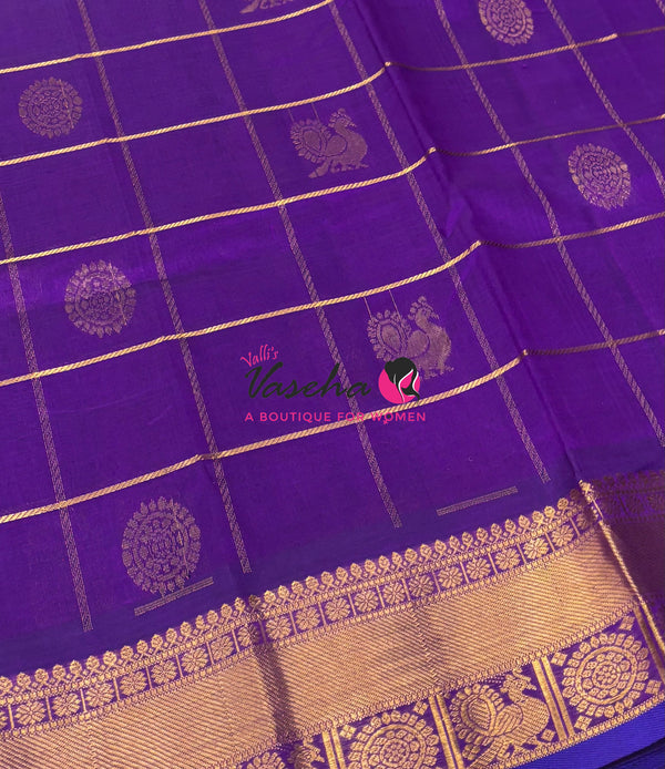 Pure Silk Cotton Saree - Mayil & Chakkaram Design - Purple Shade- VVMC001