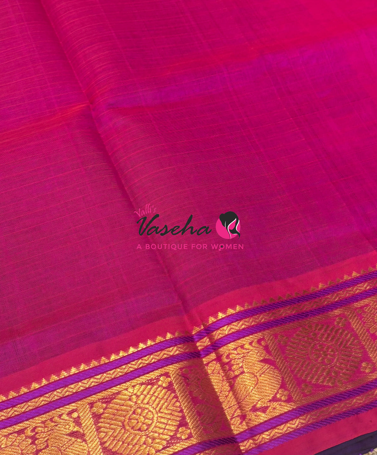 Pure Silk Cotton Saree - Purple With Pink Shade - Lakshadeepam Design - VVPLD001