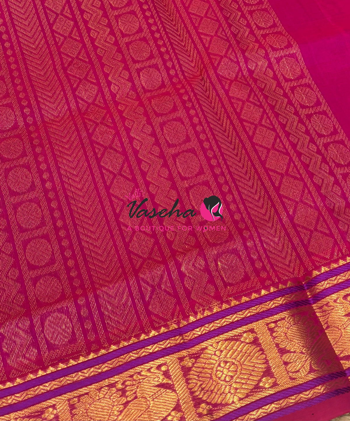 Pure Silk Cotton Saree - Purple With Pink Shade - Lakshadeepam Design - VVPLD001