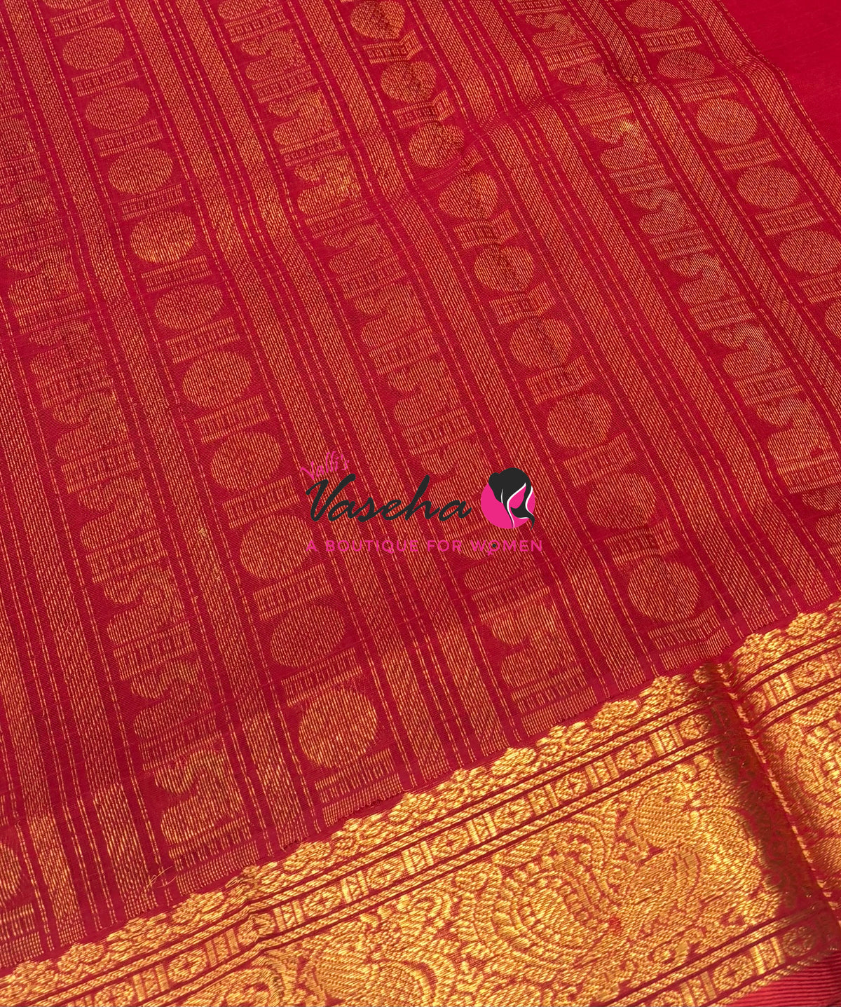 Pure Silk Cotton Saree - Purple With Red Shade - Lakshadeepam Design - VVPLD001