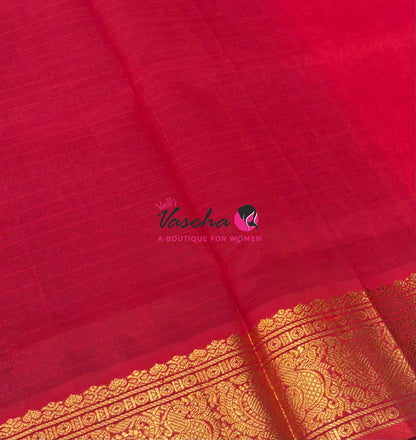 Pure Silk Cotton Saree - Purple With Red Shade - Lakshadeepam Design - VVPLD001