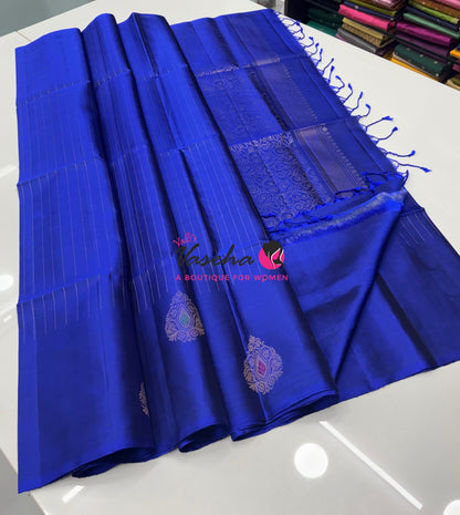 Pure Soft Silk Saree  - Blue Shade - VVPSS115