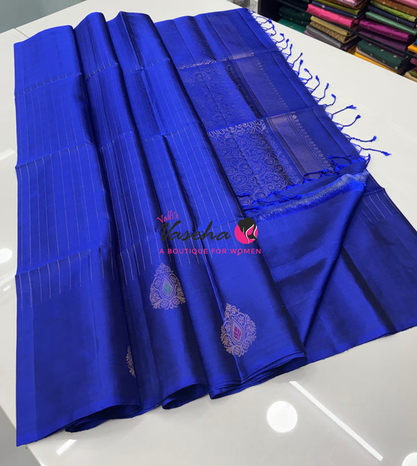 Pure Soft Silk Saree  - Blue Shade - VVPSS115
