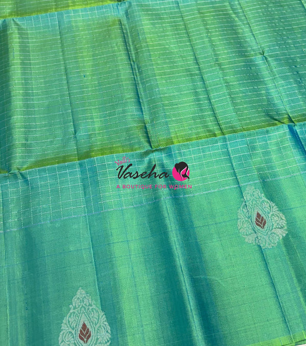 Pure Soft Silk Saree  - Dual Tone Green Shade - VVPSS115