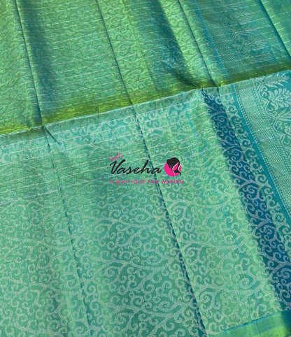 Pure Soft Silk Saree  - Dual Tone Green Shade - VVPSS115