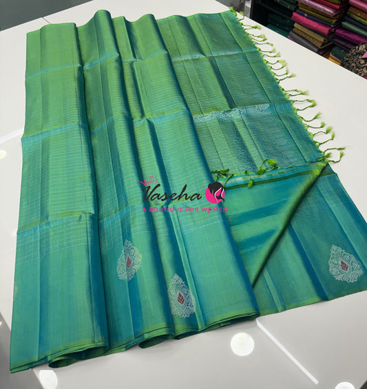 Pure Soft Silk Saree  - Dual Tone Green Shade - VVPSS115