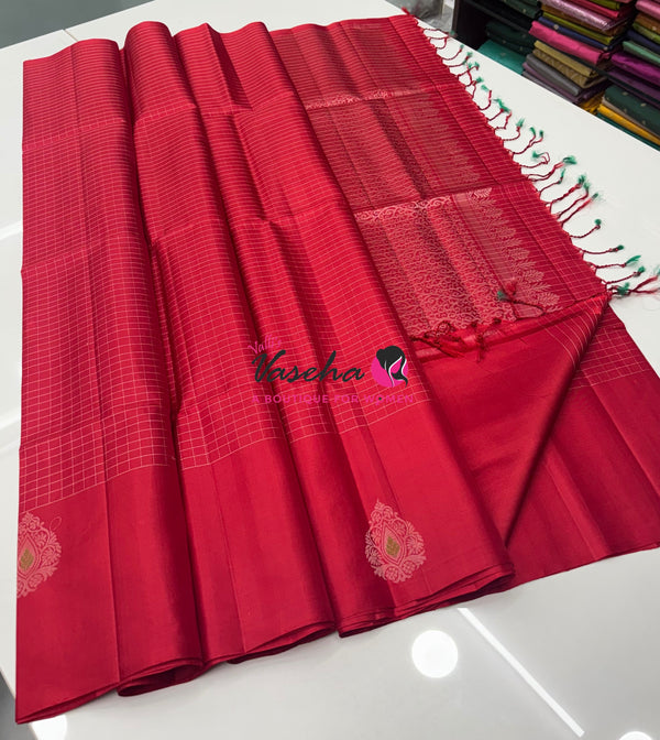 Pure Soft Silk Saree  - Red Shade - VVPSS115
