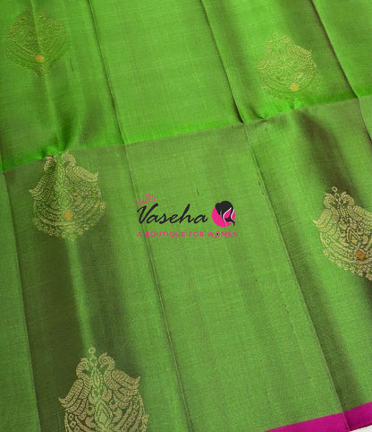 Pure Soft Silk Saree  - Green & Pink  Combo - VVPSS137