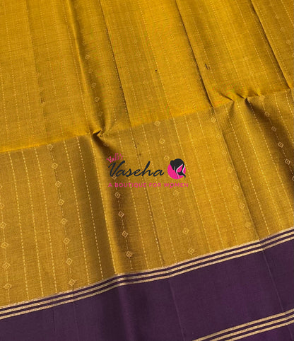 Pure Soft Silk Saree  - Mustard Yellow & Purple Combo - VVPSS138