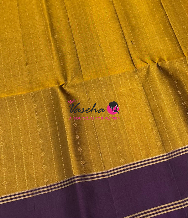 Pure Soft Silk Saree  - Mustard Yellow & Purple Combo - VVPSS138