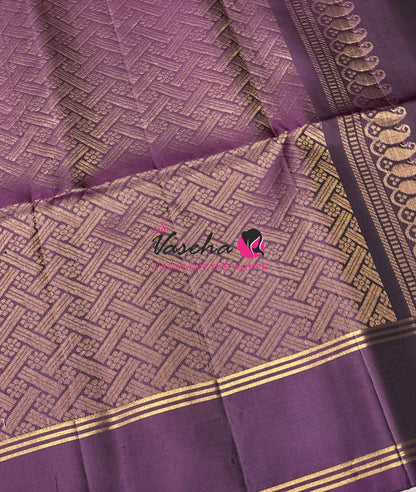 Pure Soft Silk Saree  - Mustard Yellow & Purple Combo - VVPSS138