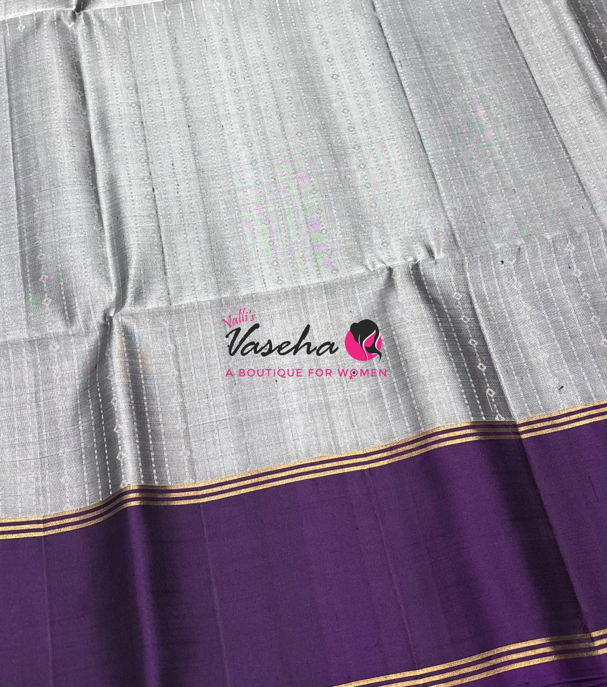 Pure Soft Silk Saree  - Grey & Purple Combo - VVPSS138