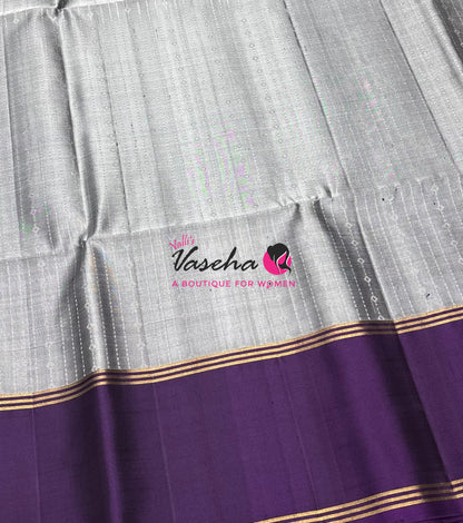Pure Soft Silk Saree  - Grey & Purple Combo - VVPSS138