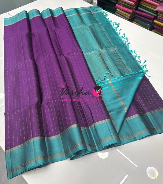 Pure Soft Silk Saree  - Purple & Blue Combo - VVPSS138