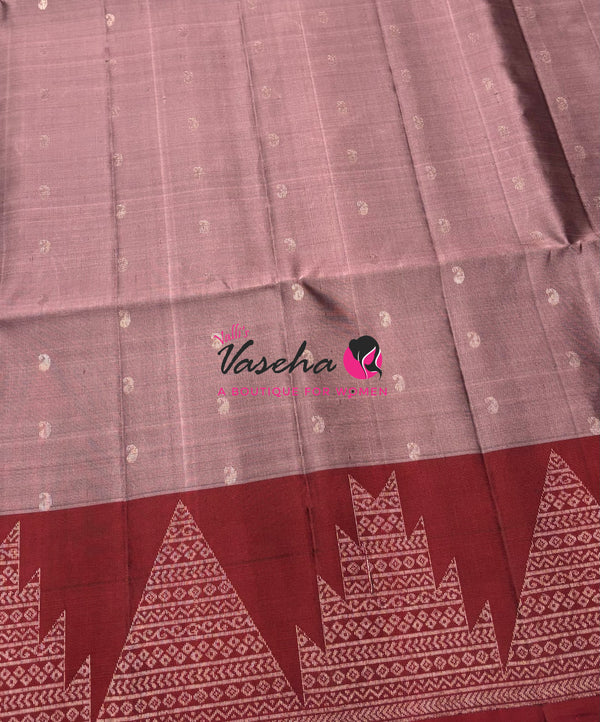 Pure Soft Silk Saree - Dusty Mauve Pink & Deep Maroon Shade - VVPSS128
