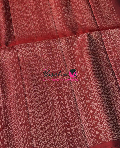 Pure Soft Silk Saree - Dusty Mauve Pink & Deep Maroon Shade - VVPSS128
