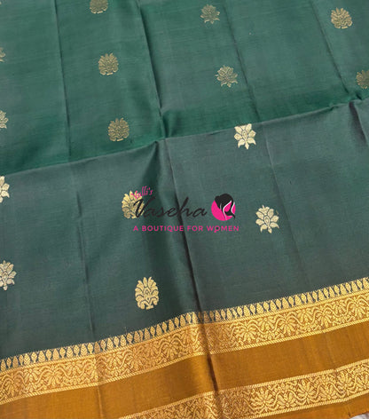 Pure Soft Silk Saree  - Green & Mustard Yellow Combo - VVPSS152